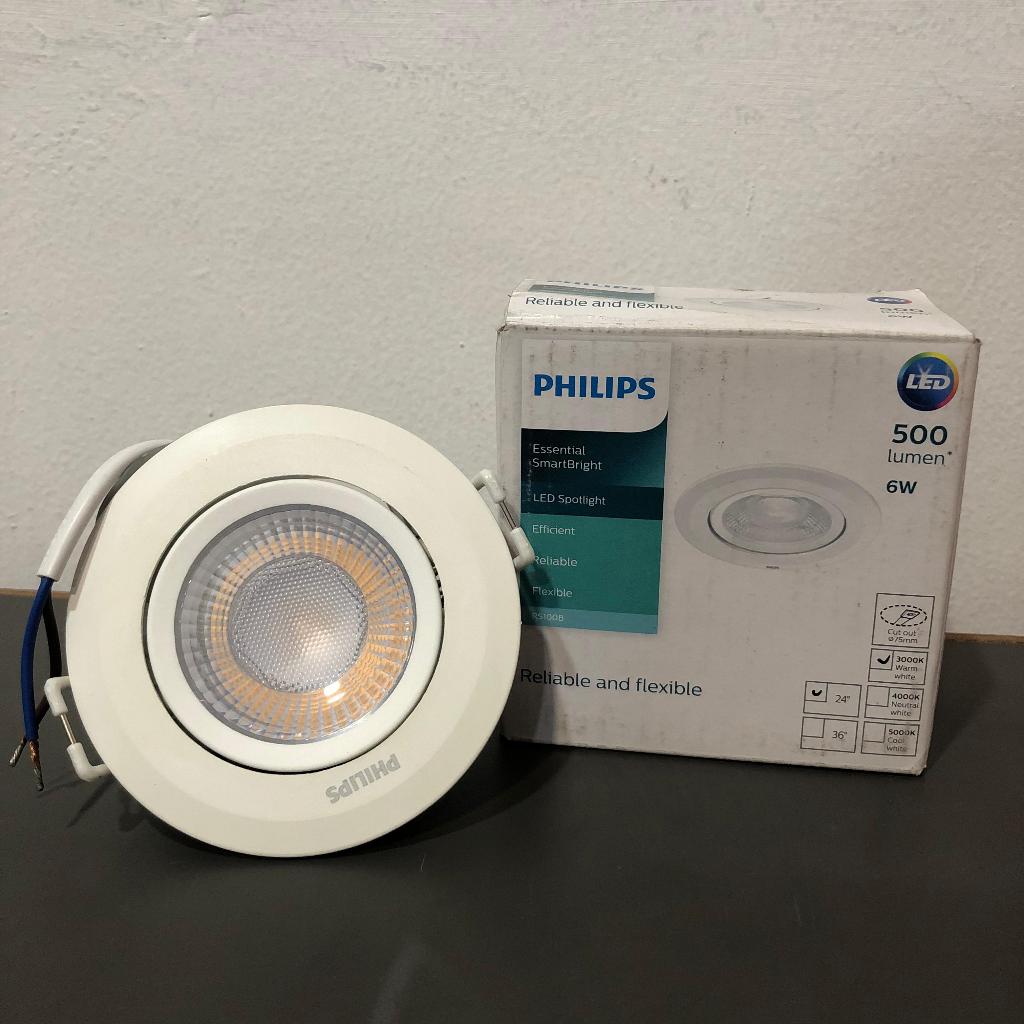 PHILIPS RS100B 6W 500lm D75 220V Essential SmartBright LED Spotlight MB 3000K/Kuning/Warm White