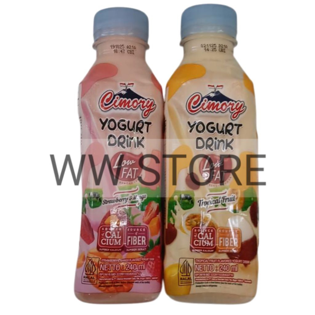 

Minuman yoghurt Rendah LEMAK rasa buah stroberi & mangga / tropis halal MUI Cimory Low FAT YOGURT DRINK Strawberry & Mango / Tropical Fruit 240ml