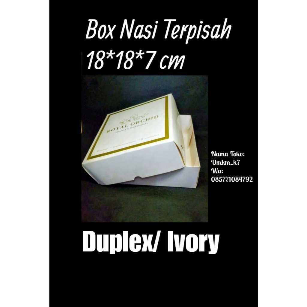 Pre-Order Cetak Custom Dus/ Kotak Nasi Kertas 18x18x7 cm Ivory/ Duplex