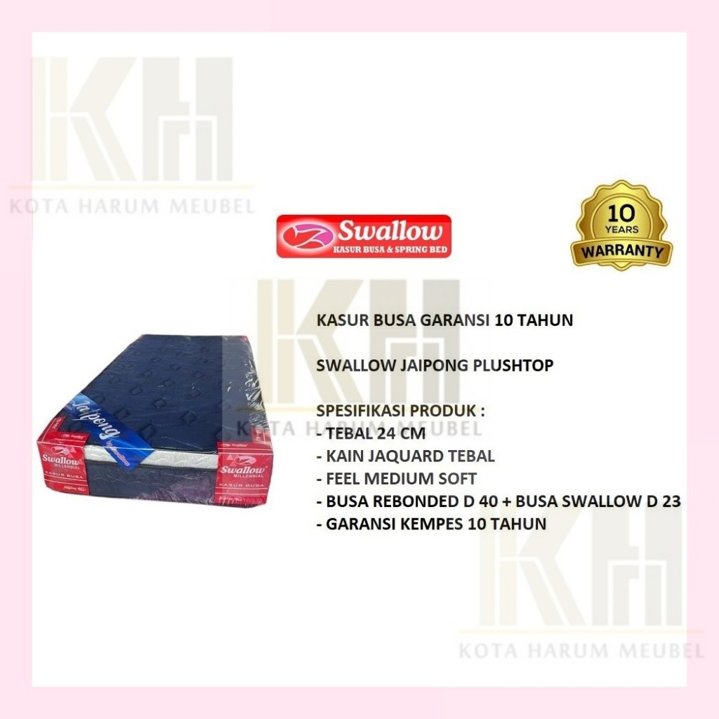 kasur busa rebonded rebonit swallow jaipong plushtop orthopedic ortopedik d 40 90x200 120x200 140x20