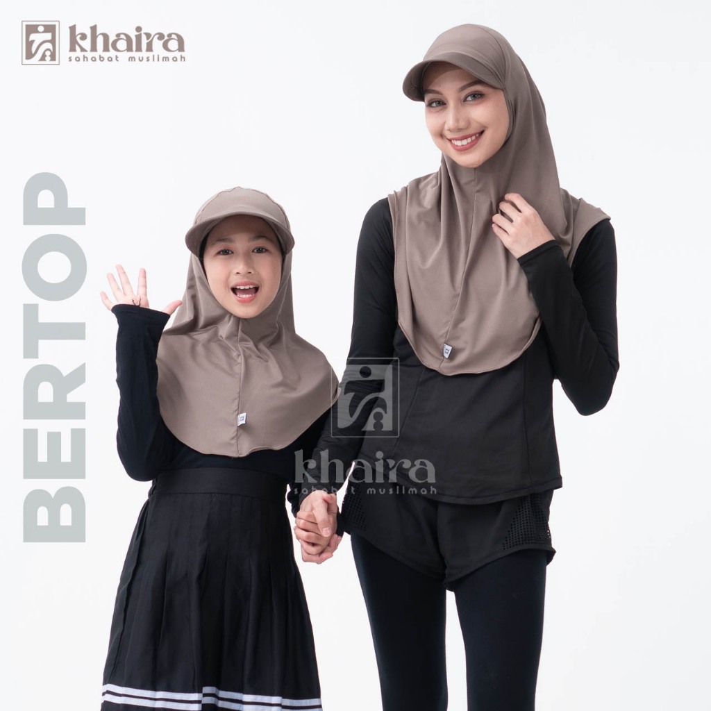 Khaira | Bergo Topi - Jilbab Instan Sport Dewasa & Anak Jersey Premium Hijab Sporty Wanita Muslimah