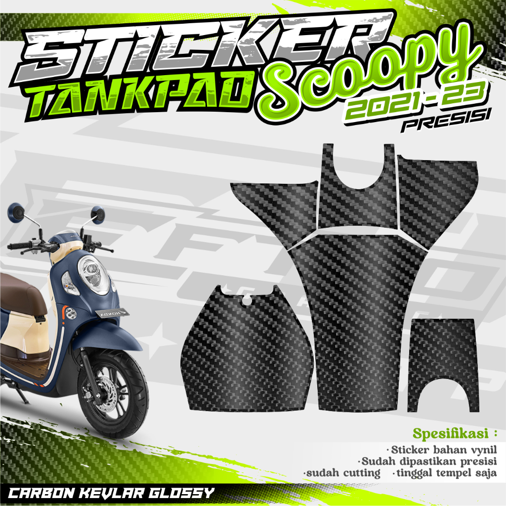 STRIPING CARBON SCOOPY 2021 2022 2023 PELINDUNG DASHBOARD - TANKPAD CARBON - DECKPAD CARBON SCOOPY 2