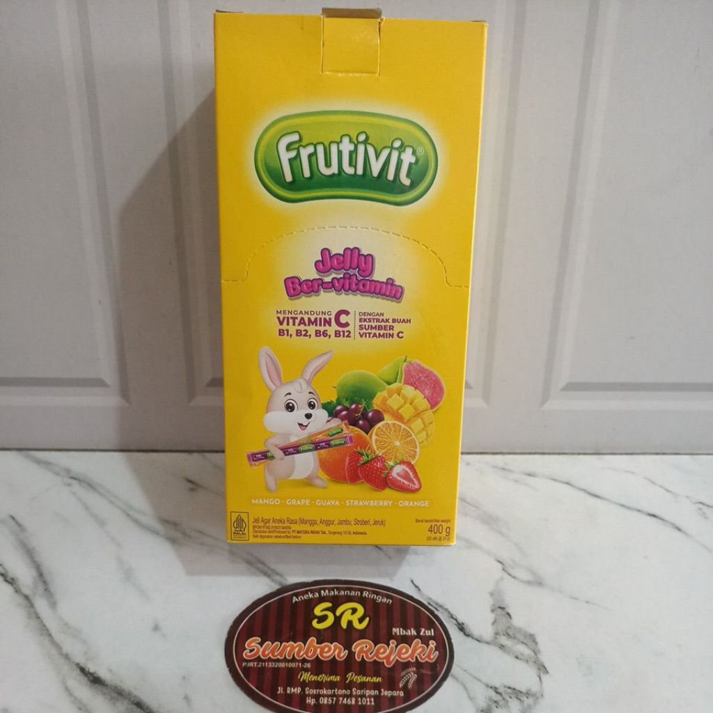 

FRUTIVIT JELI ANEKA RASA ( MANGGA,ANGGUR,JAMBU, STROBERI,JERUK) BERAT 400 GRAM