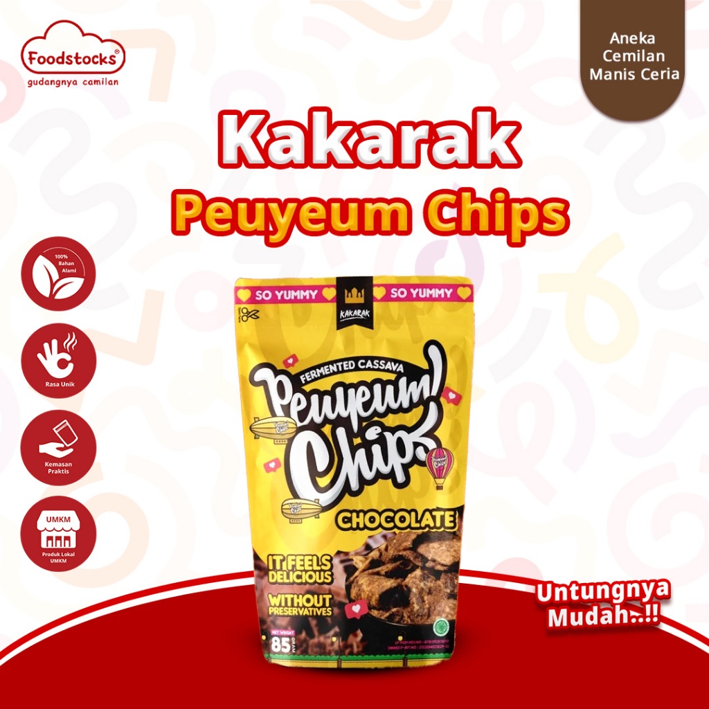 

Kakarak - Peuyeum Chips Rasa Cokelat 85gr