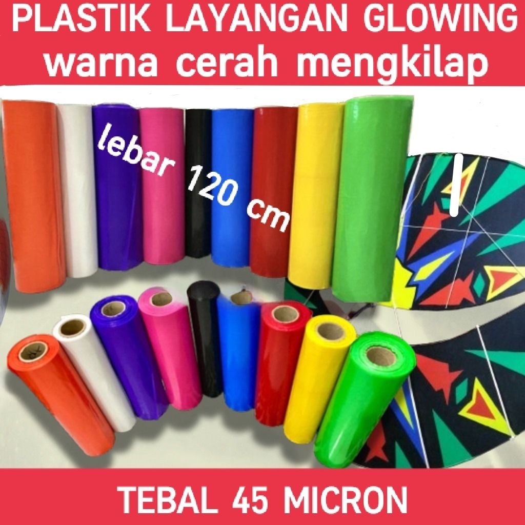 plastik layangan mengkilap warna warni tebal 45 micron