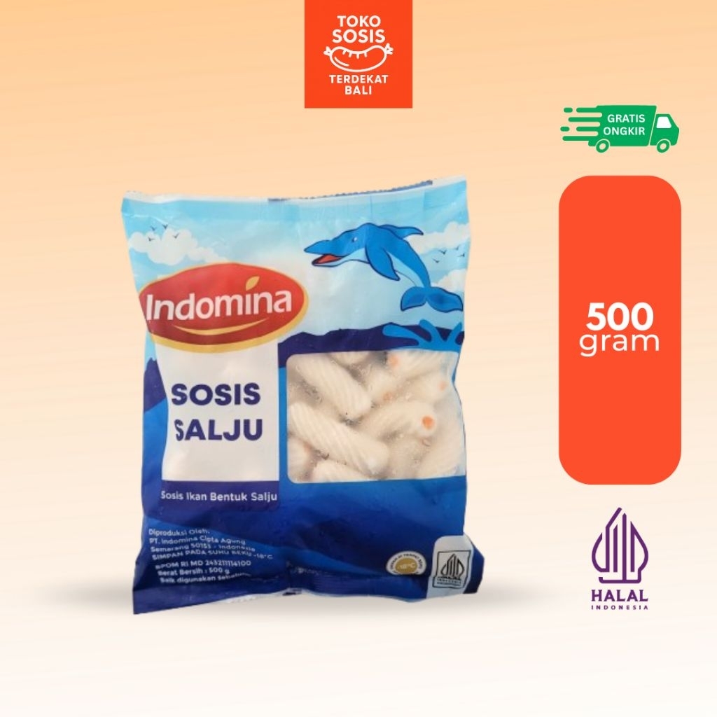 Indomina Sosis Salju Sosis Ikan Bentuk Salju 500 gram | Olahan Ikan