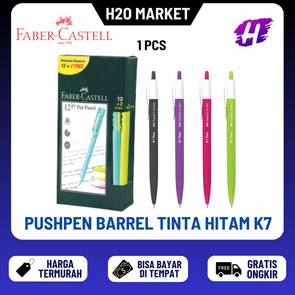 

❤️H2O❤️ Pulpen Bolpoin Push Pen Tinta Hitam Barrel Faber Castell K7 100% Original