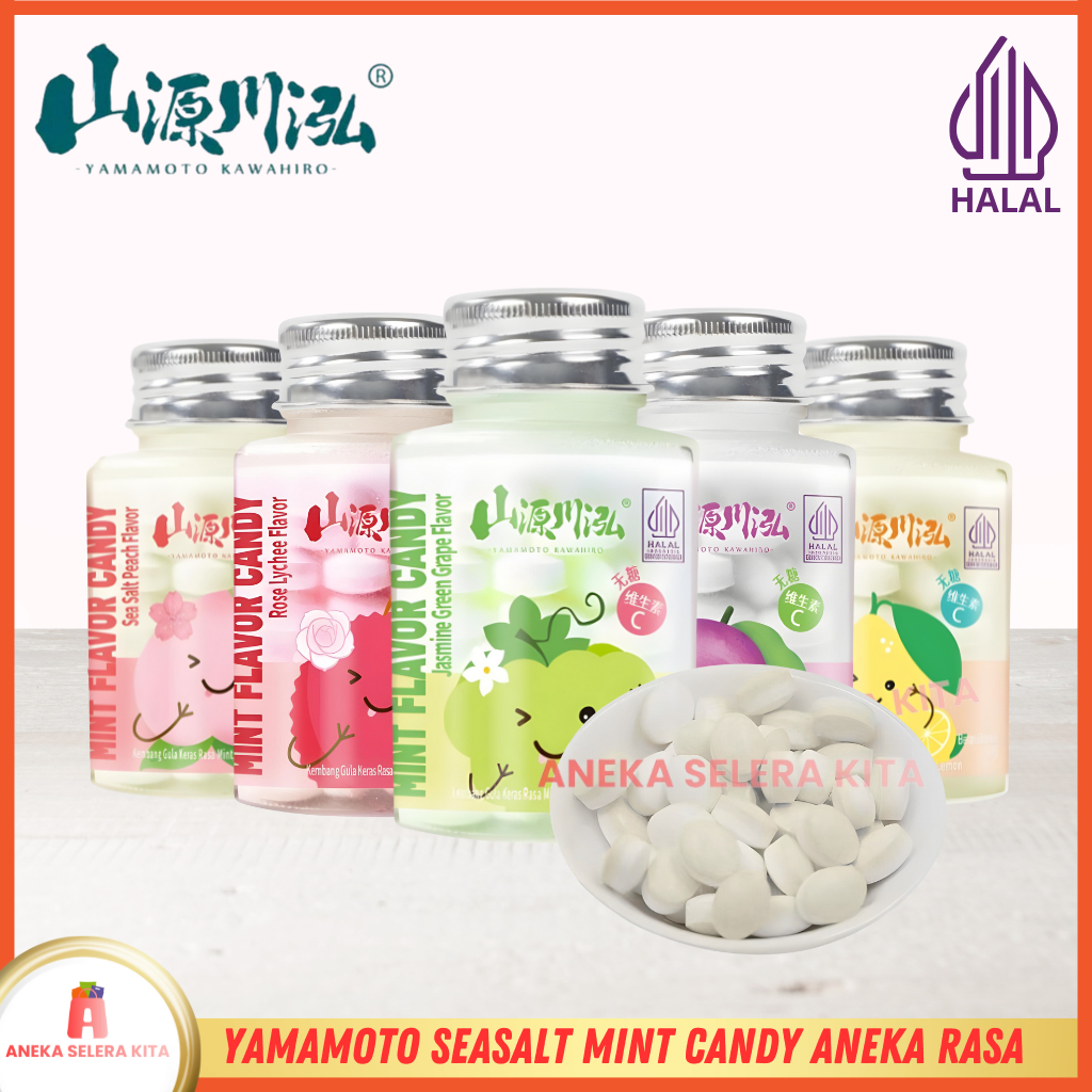 

Yamamoto Kawahiro Permen Seasalt Mint Bebas Gula Rasa Buah-Buahan Halal 38gr