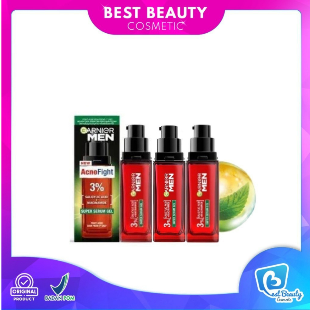 ★ BB ★ Garnier Men Acno Fight Super Serum Gel Skincare 30ml - Serum Wajah Pria dengan Salicylic Acid