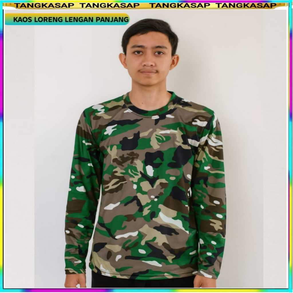 NEW  Kaos Loreng Army Panjang Unisex Baju Outdoor Touring Hiking - Tangkasap