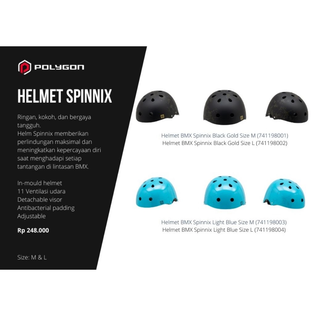 Helm sepeda BMX POLYGON Helmet SPINNIX Helm BMX