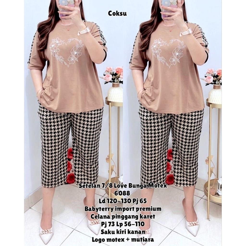 Setelan 7/8 One Set Jumbo Babytery Ld 120-130 Bunga Love mutek