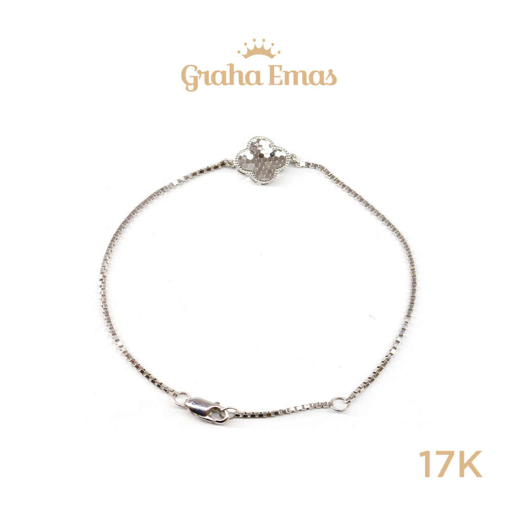 Graha Emas Gelang Emas Putih Clover 17K - White Gold Bracelet Clover Model 17ct [ 010K ]