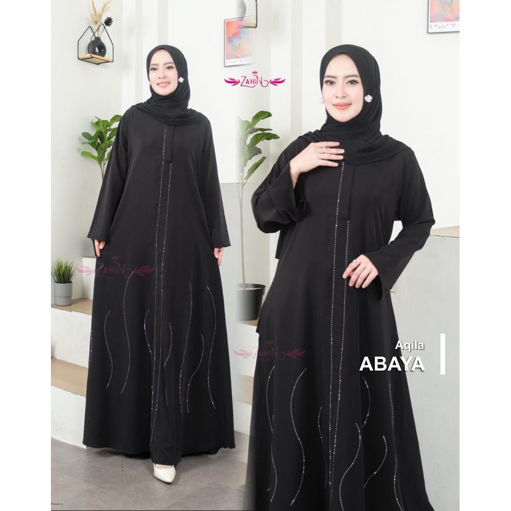 AQILA HAWWA Abaya Bahan Marina mix Swarosky ORI by Zahin/ Aqila Abaya by Zahin/ Hawwa Abaya ORI Zahi