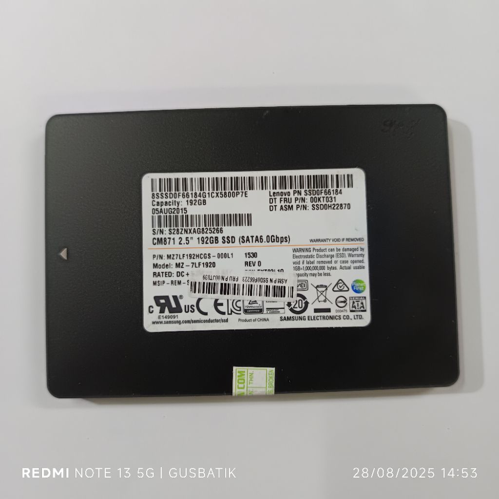 ssd sata 120 128GB 128 GB 2.5 inch merk toshiba samsung sandisk intel adata second bekas murah origi