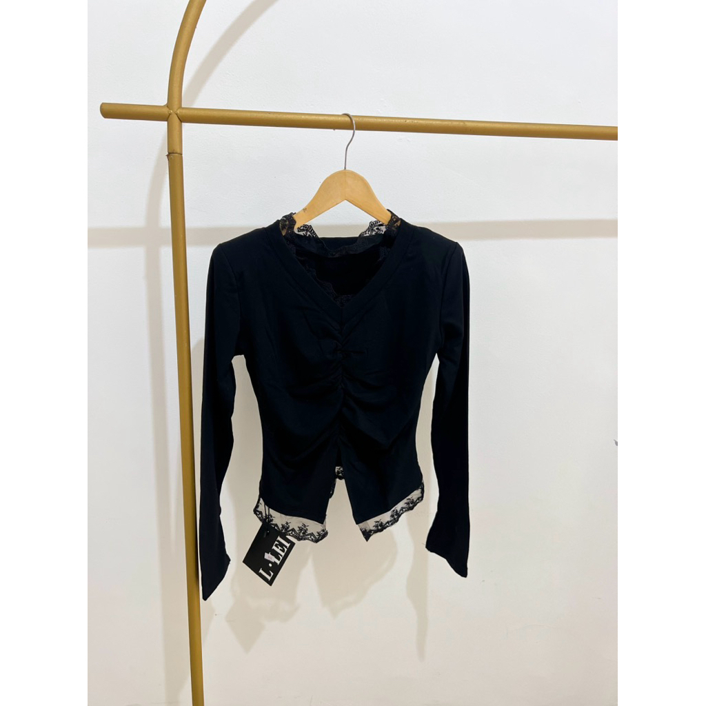 SL336 | ATASA LENGAN PANJANG MIX LACE | KAOS LENGAN PANJANG | KAOS IMPORT BANGKOK