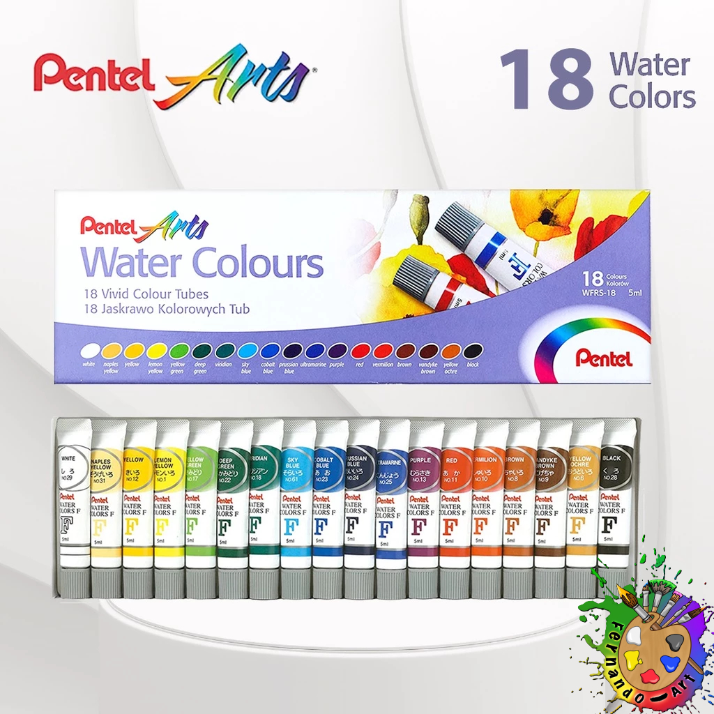 

BN - Water Colours Pentel Arts 18 Vivib Colour Tubes @5ml / Cat air Pentel 18 Warna @5ml