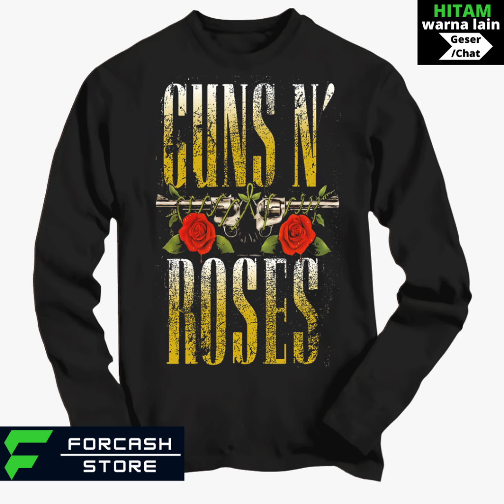 Kaos Band Guns N Roses Lengan Panjang Dewasa S–7XL Jumbo Big Size & Anak Usia 2–13 Tahun – Cotton Co