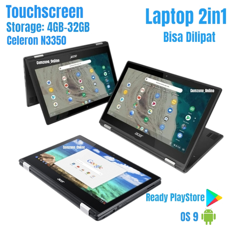 Laptop 2 in 1 Chromebook Acer R751T 4GB 32GB Celeron N3350 Touchscreen Dual Camera nbcac8