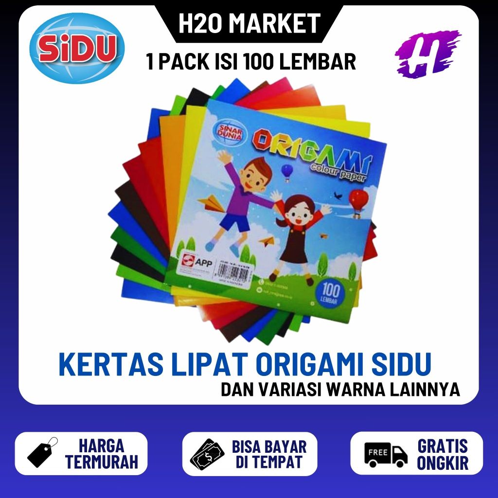 

❤️H2O❤️ Kertas Lipat Origami Sinar Dunia SIDU 12x12 14 x 14 16x16 100 Lembar