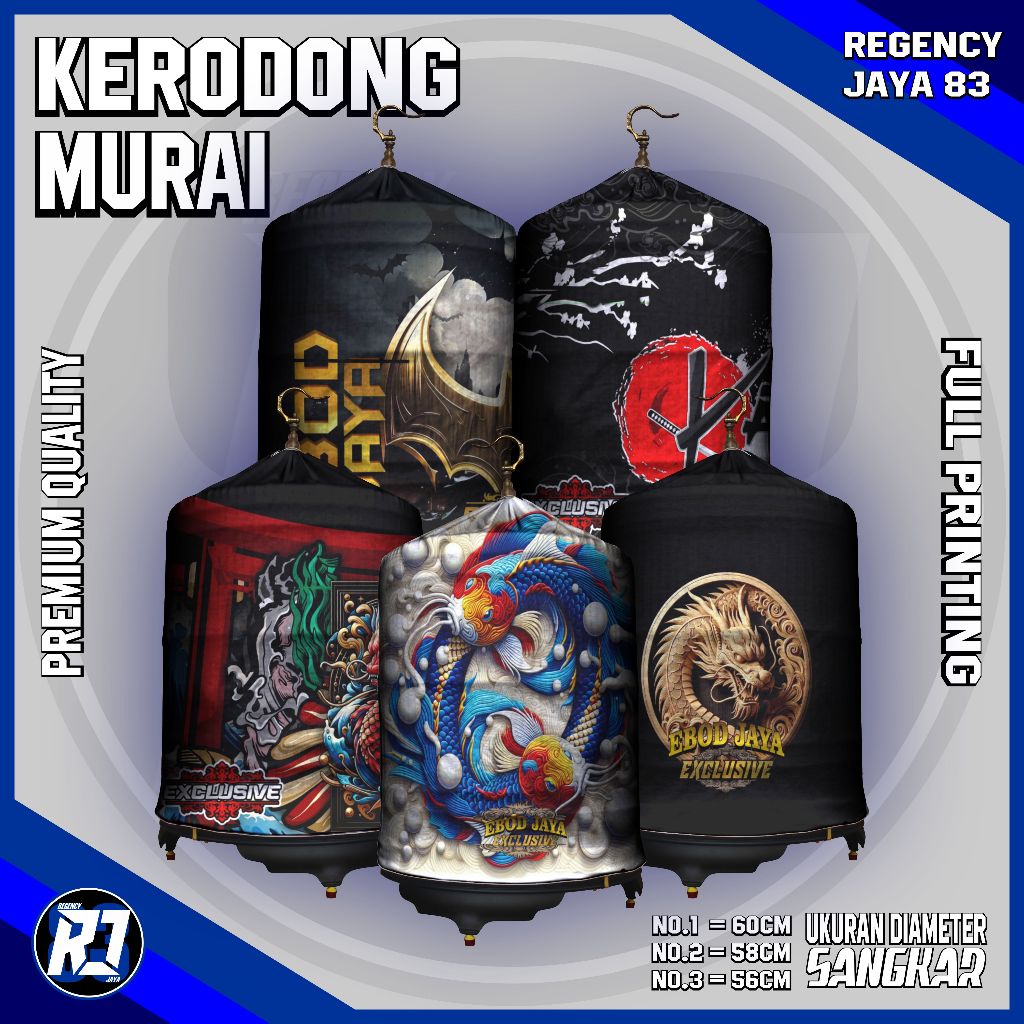 Kerodong Sangkar Murai Batu Ebod Exclusive Full Printing Premium No 1/2/3 - Motif Premium Bahan Supe