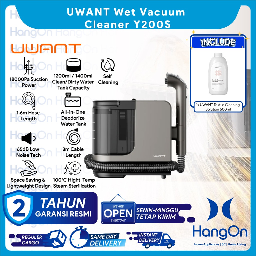 UWANT Y200S Wet Vacuum Cleaner Multiple Spot Clean 18000Pa Suction Power Mesin Pembesih Multifungsi 