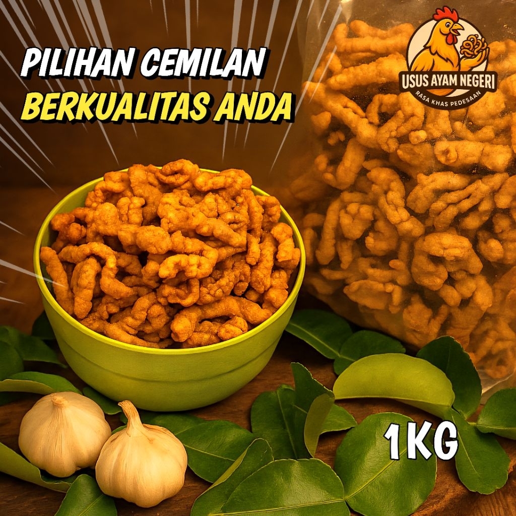 

(HOMEMADE) PREMIUM 1 KG Jajanan Usus ayam crispy 1KG "ORIGINAL" Snack Food Camilan makanan Keripik Cemilan Chips Kripik