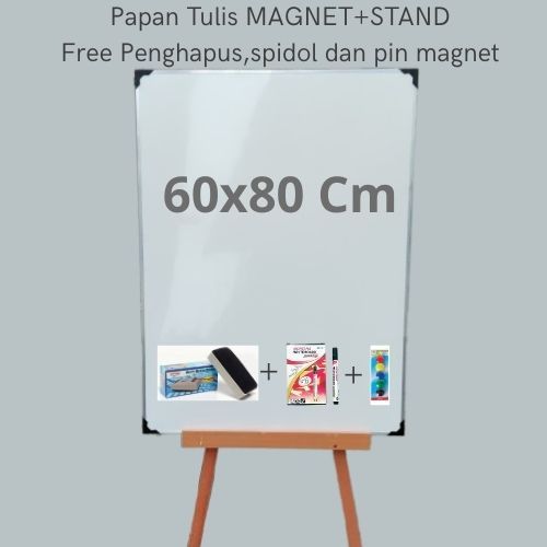 

Papan Tulis Whiteboard+Stand Ukuran 60x80cm Magnetik Gratis Spidol dan Penghapus