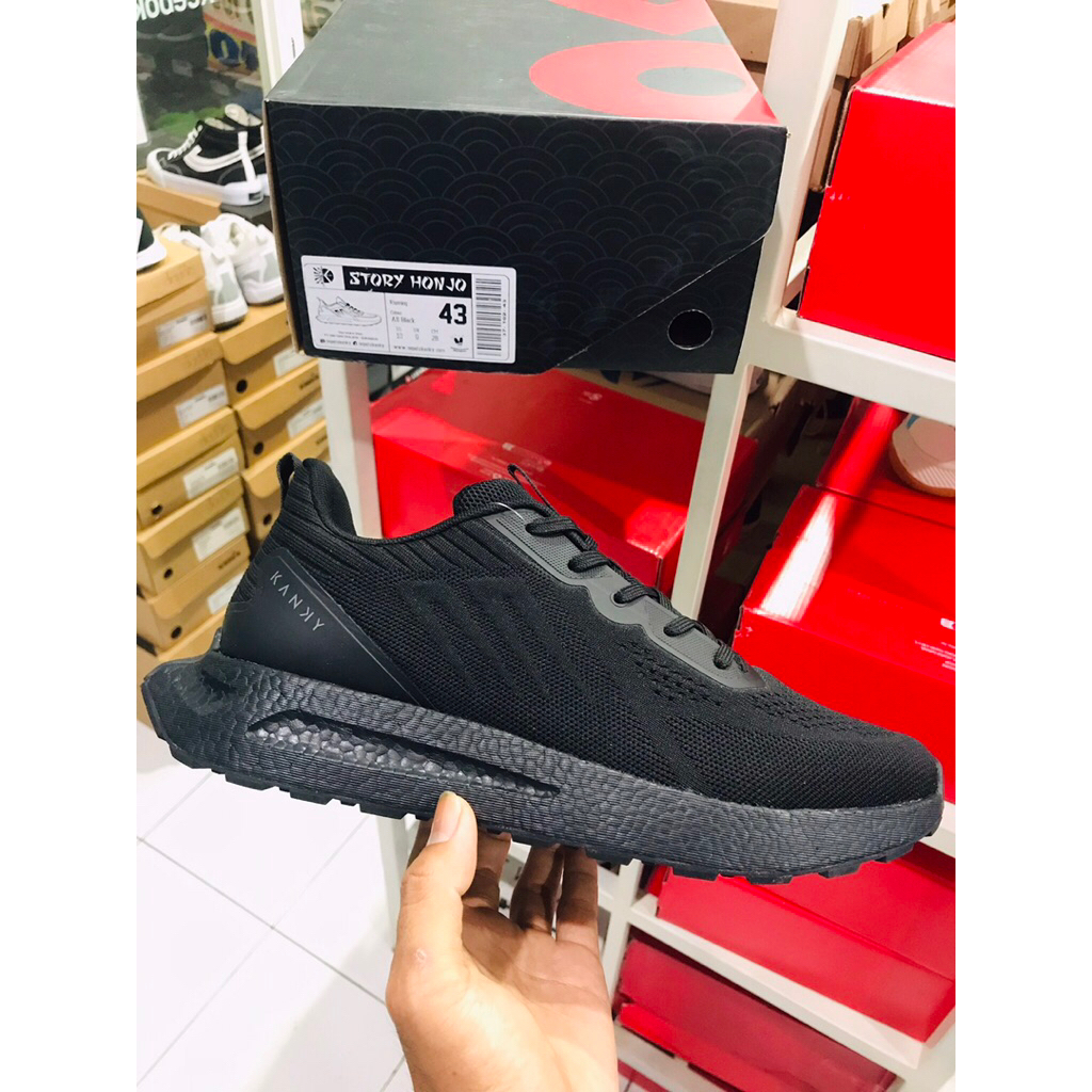 BIG SALE KANKY JO ORIGINAL SEPATU FULL BLACK/HITAM/SEKOLAH/PRIA/RUNNING/LARI/SNEAKERS