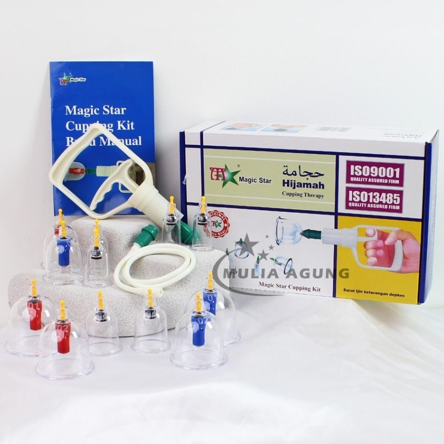Kop Angin Isi 12 Kop Original Murah Tebal Lengkap / Alat Bekam Lengkap isi 12 pcs Magic Star Komplit
