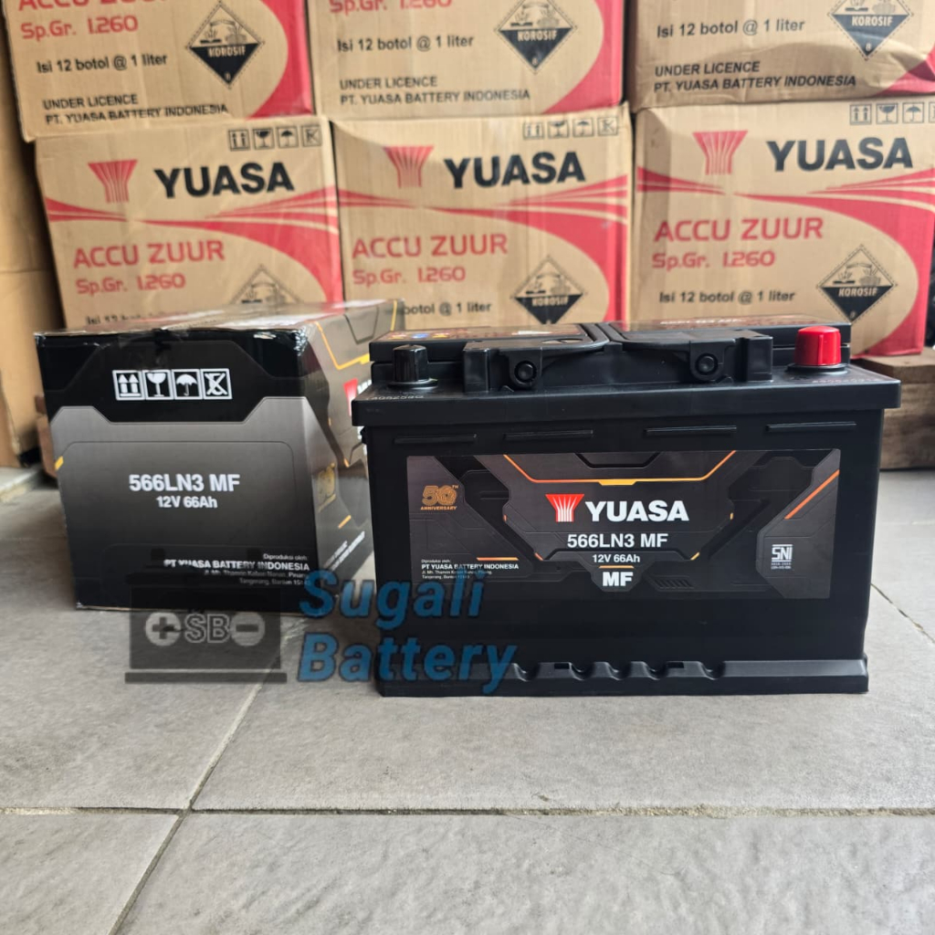 Aki Mobil Innova Reborn Diesel Fortuner VRZ YUASA 566LN3 LN3 MF Aki Kering 12volt 66Ah ORIGINAL YUAS