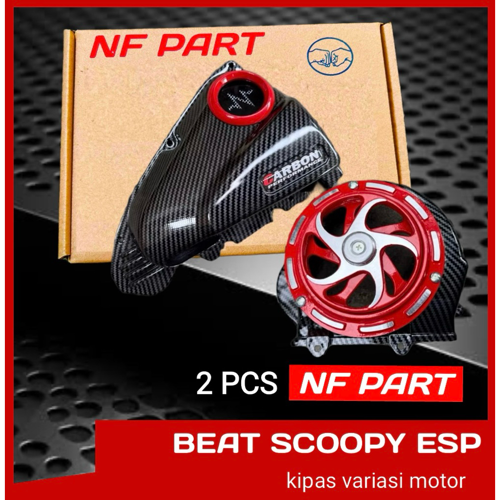 2 PCS PAKET CORONG UDARA CARBON DAN SEPINER MERK NF PART BEAT ESP 2016-2019  tutup filter beat esp s