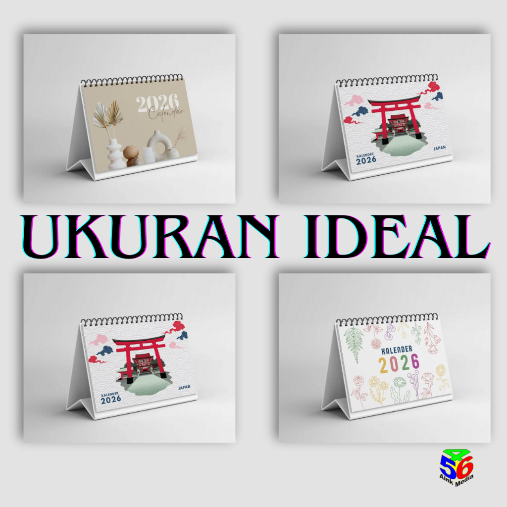 Kalender Meja Tahun 2026 A5 | Kalender Perlengkapan Kantor / Kalender Kelas Sekolah Meja Komputer