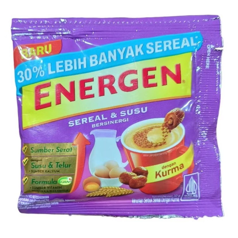 

Sereal Susu Energen Rasa Kurma 32gr Sachet Oat