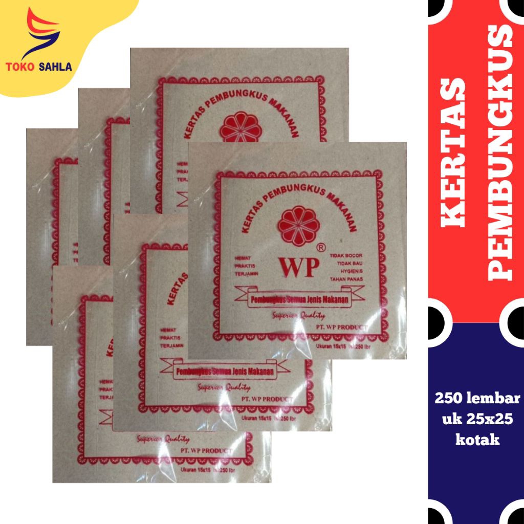 Kertas pembungkus makanan coklat kotak / kertas minyak kotak 250 lembar