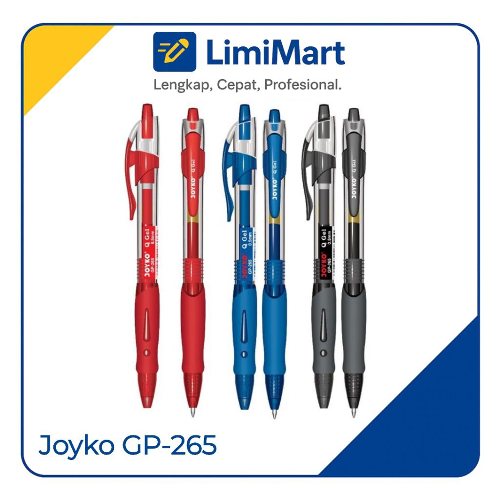 

Pulpen Gel JOYKO GP-265 Q Gel 0.5mm 1 Pc | Pena Gel Hitam Biru Merah - LimiMart