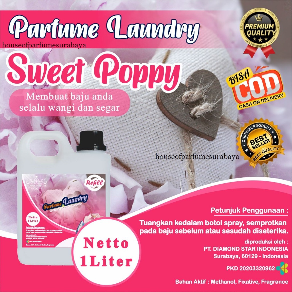 Pewangi Pakaian Laundry Aroma Sweet Poppy - Parfum Loundry Aroma Bunga Mawar - Parfum Laundry Tahan 