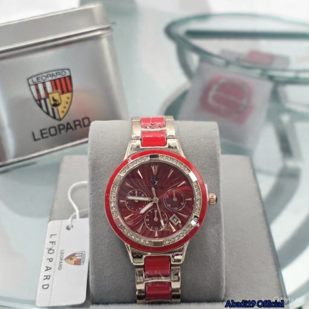 JAM TANGAN WANITA LEOPARD 8105 ORIGINAL RANTAI MIKA KERAMIK TAHAN AIR FREE BOX