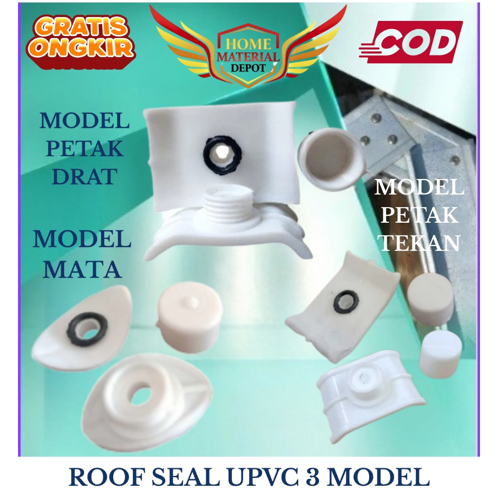 Roof Seal UPVC 4 Model | Sil ATAP UPVC | Model Mata - Petak Drat - Petak Tekan Caplok PUSH IN Merah