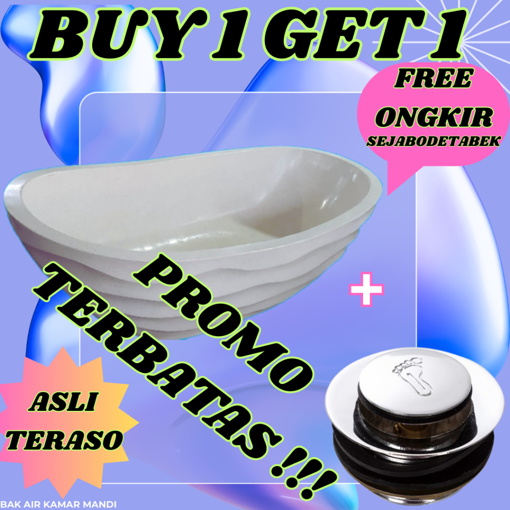 BAK AIR KAMAR MANDI | BATHTUB PORTABLE TERAZZO | BATHTUB MINIMALIS| BATHTUB KERAMIK | TIPE GELOMBANG