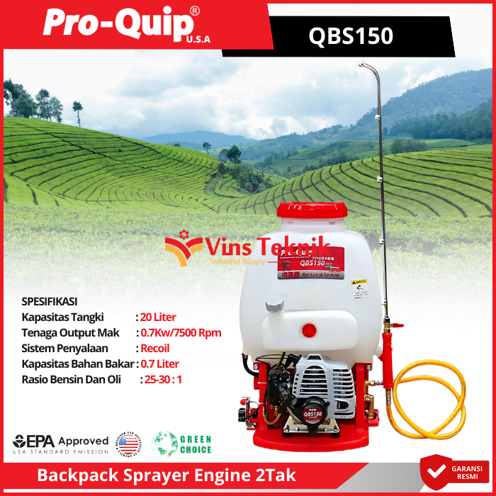 ProQuip QBS150 Mesin Penyemprot Hama Elektrik Sprayer Gendong Backpack Sprayer Engine 2Tak 20L QBS 1