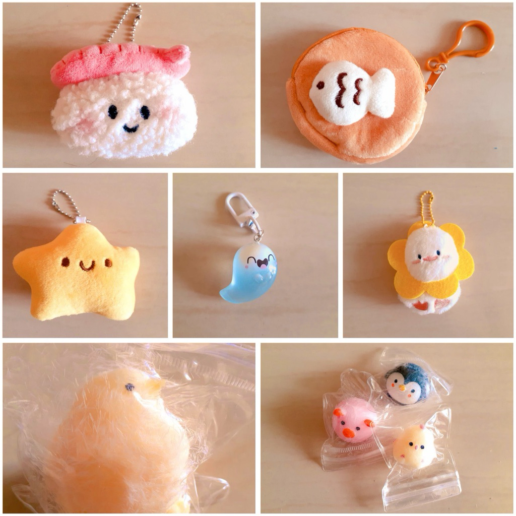Gantungan Kunci 9/pcs BUNYI Boneka Lucu CUTE Sushi srimp, bintang, pie ikan, haru & bebek Keychain B