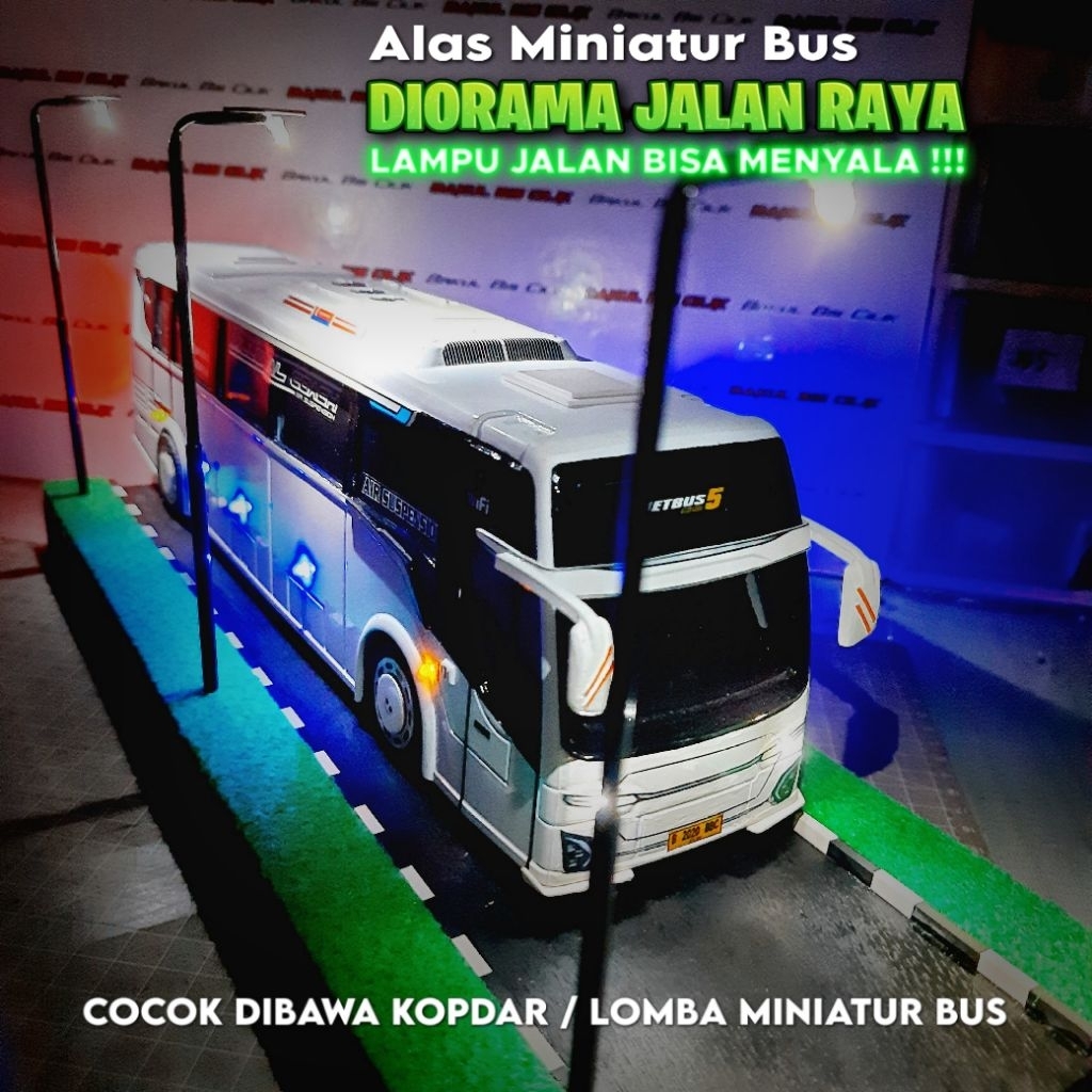 Alas miniatur bus Diorama jalan raya plus lampu untuk bus RKC