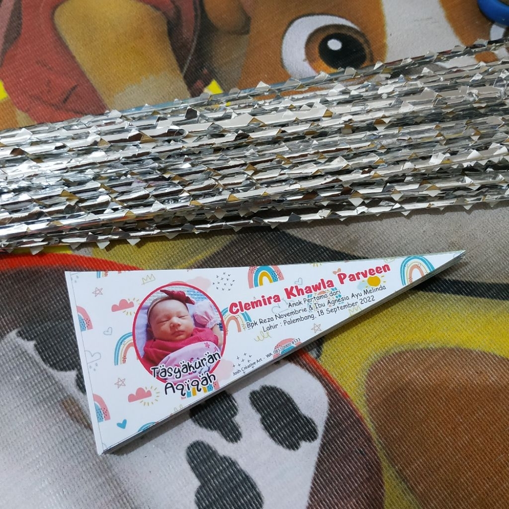 Kertas bendera segitiga aqiqah khitanan tanpa gagang