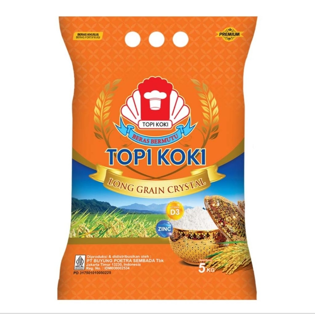 

Topi Koki Long Grain Beras Bulir Panjang Kristal 5 kg