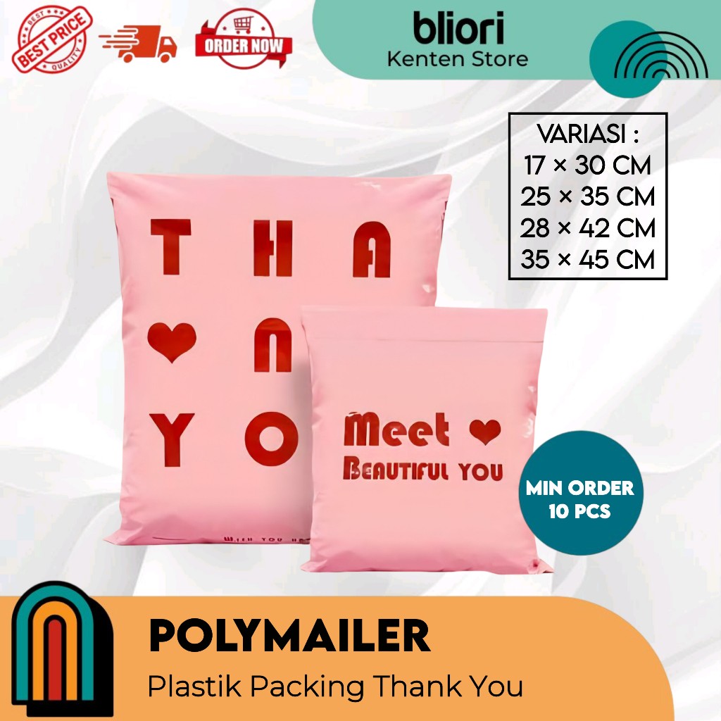 

POLYMAILER THANK YOU 25x35 cm [MIN ORDER 10 PCS] POLYMAILER SATUAN KUALITAS TEBAL, HARGA DIJAMIN TERMURAH SIAP KIRIM BUAT PACKINGAN CANTIK