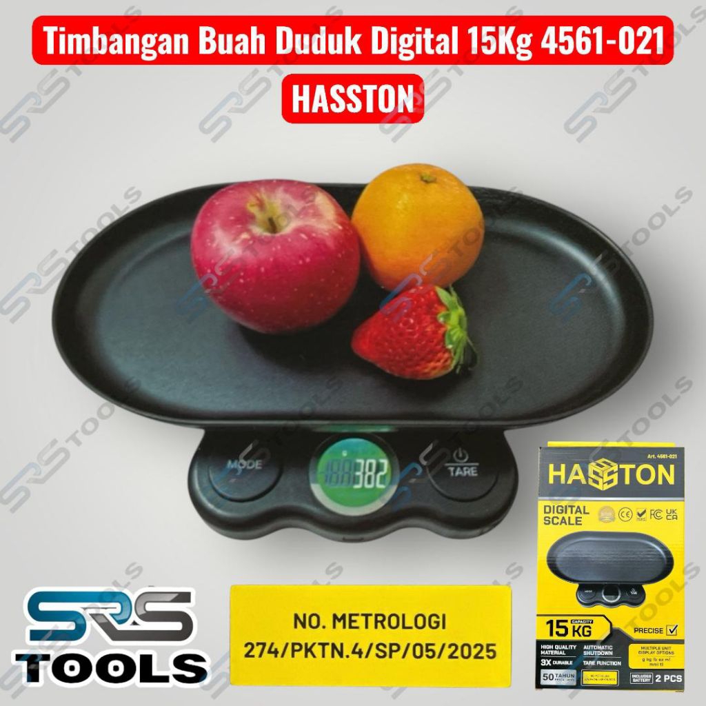 HASSTON 4561-021 Timbangan Duduk Digital LED 15 Kg Akurasi 1g Timbangan Dapur Kue Buah Ayam Serbagun