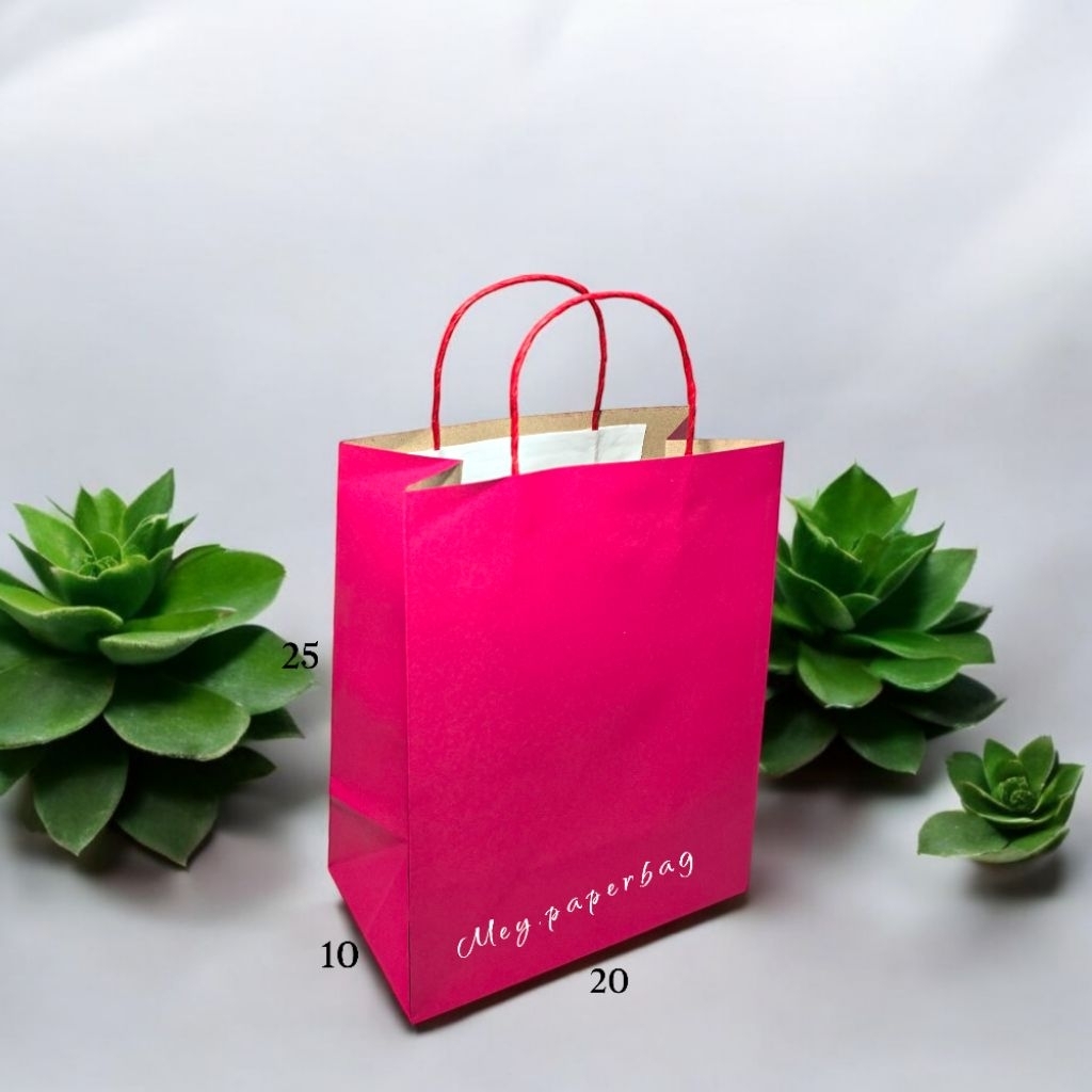 

Isi 12 (1 Lusin) Paper Bag Pink Tali Kertas Uk 20x25