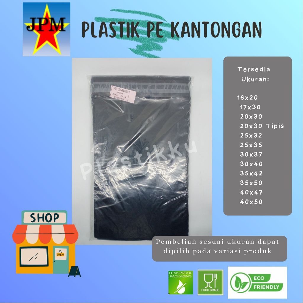 PE Kantongan Polymailer Hitam / Plastik Polymailer / Plastik Packing Hitam / Plastik hitam packing /