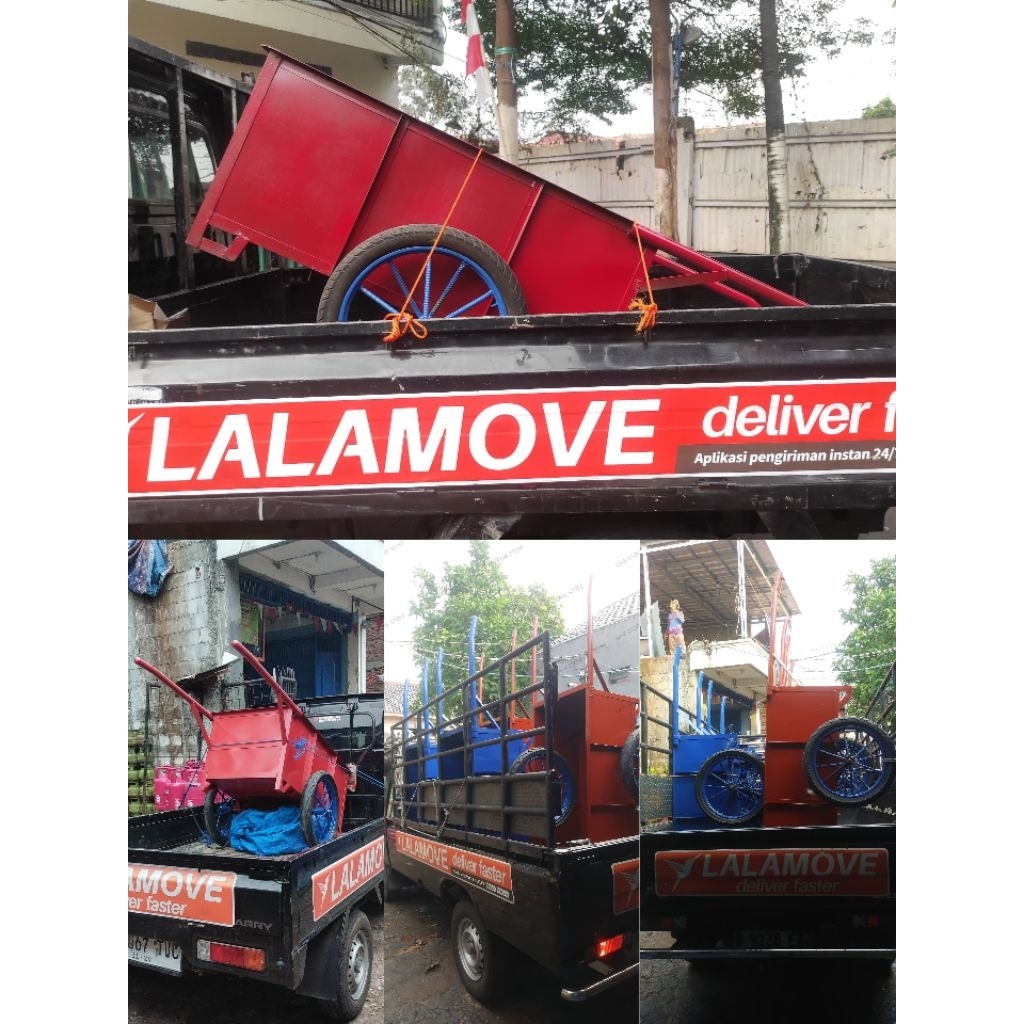 Gerobak besi gerobak angkut material plat tebal